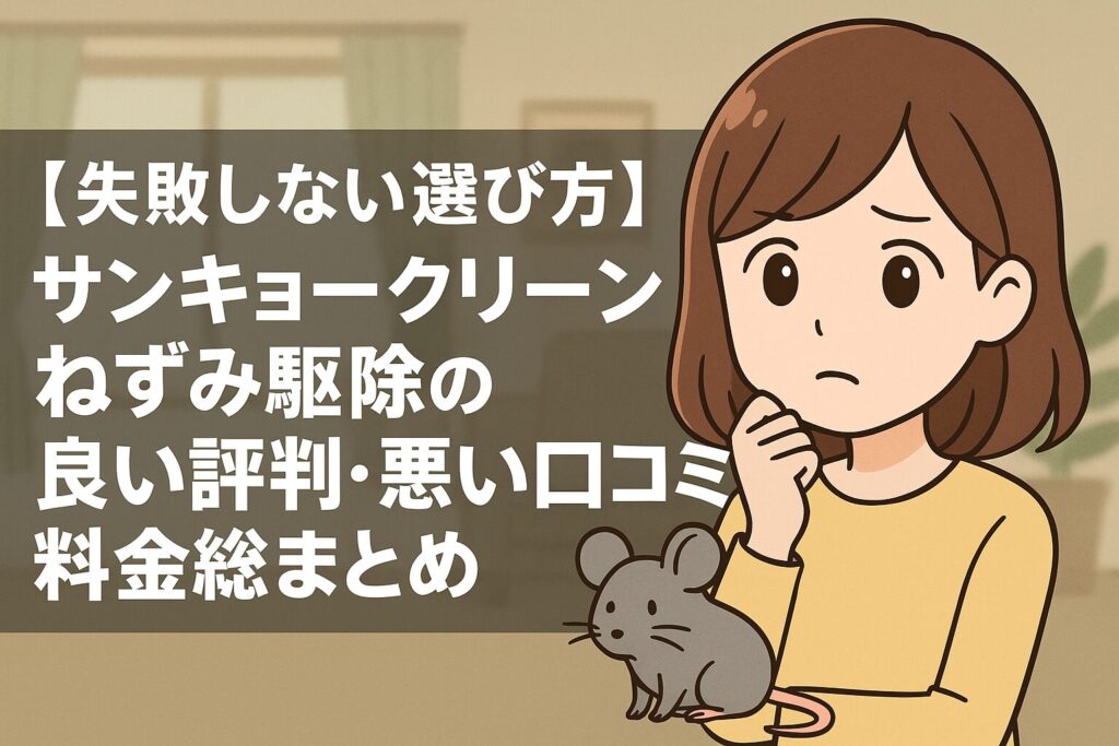【失敗しない選び方】サンキョークリーンねずみ駆除の良い評判・悪い口コミ・料金総まとめ