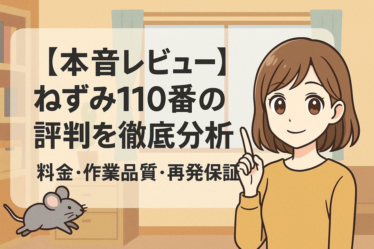 【本音レビュー】ねずみ110番の評判を徹底分析|料金・作業品質・再発保証