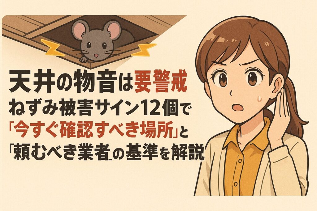 天井の物音は要警戒！ねずみ被害サイン12個で“今すぐ確認すべき場所”と“頼むべき業者”の基準を解説