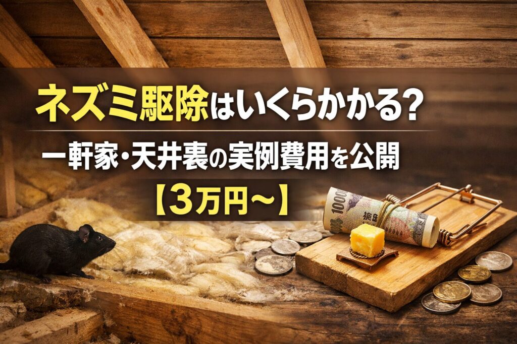 ネズミ駆除はいくらかかる？一軒家・天井裏の実例費用を公開【3万円〜】